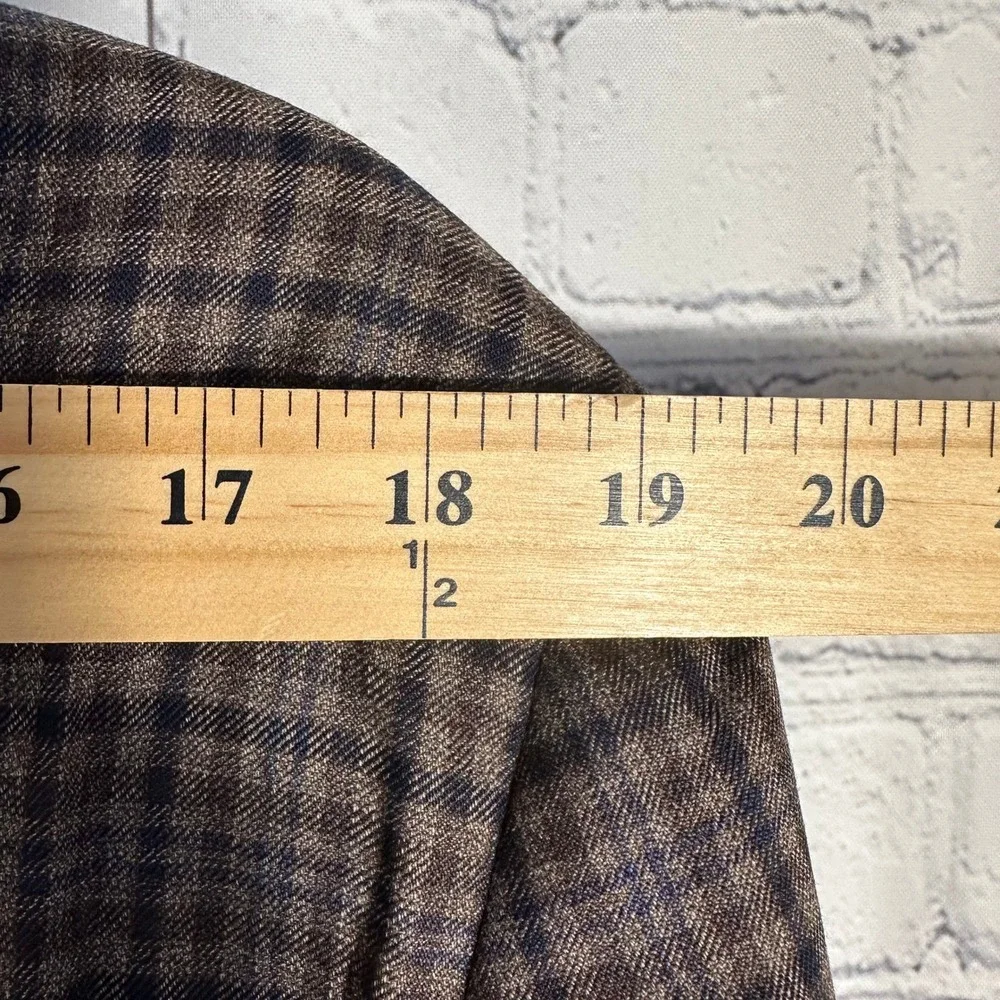 Hickey Freeman Beacon Mens 44R Worsted Wool Blazer Brown Blue Plaid Sport Coat